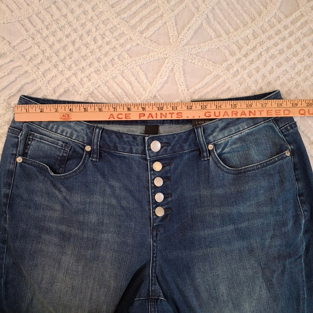 Lane Bryant High Rise Flare Jeans Womens 18 Blue Exposed Button Fly Raw Hem NWT - Picture 4 of 9
